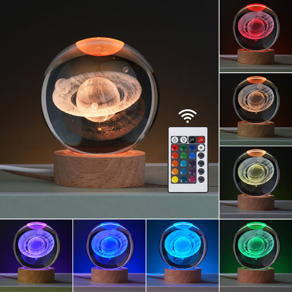 {3 Peaces Set} 3D Art Crystal Ball Night Lamp