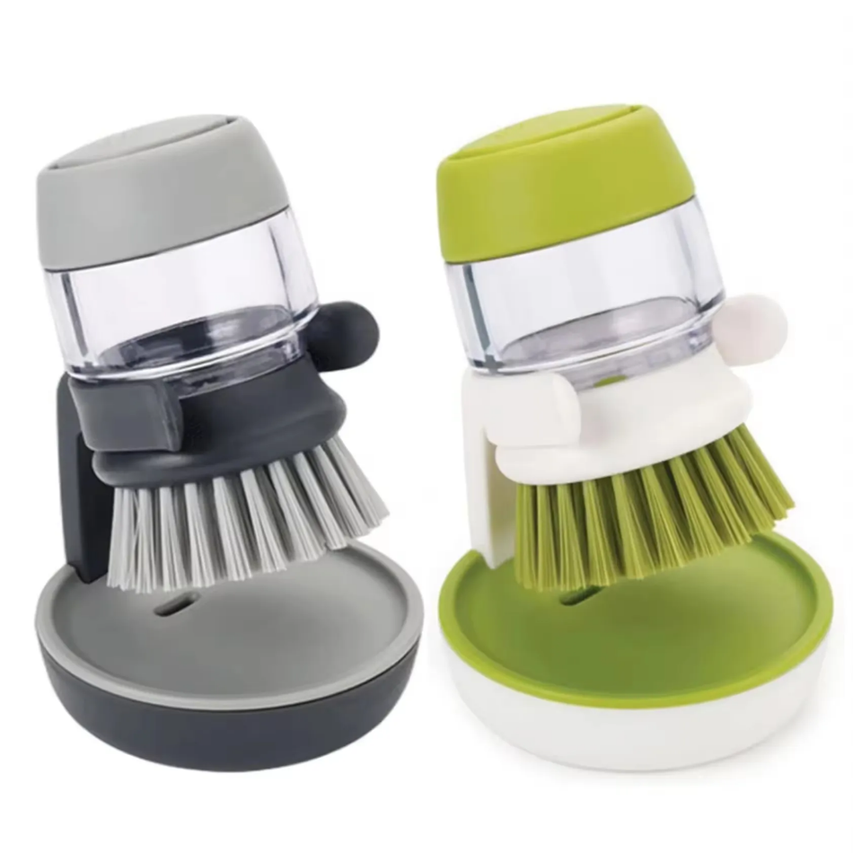 Tray Palm Dish Brush With Soap Dispenser