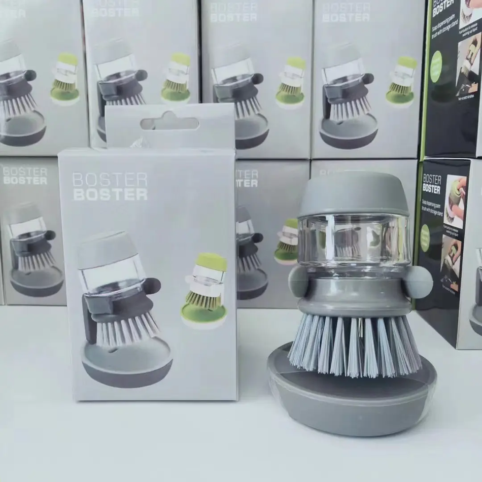 Tray Palm Dish Brush With Soap Dispenser