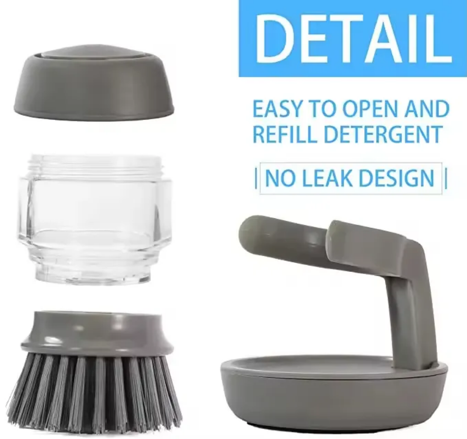 Tray Palm Dish Brush With Soap Dispenser