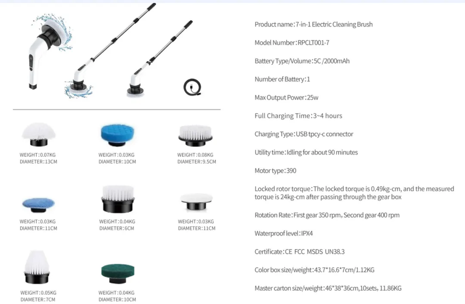 Electric Multi-functional Home Usb Spin Scrubber Brush Cleaner