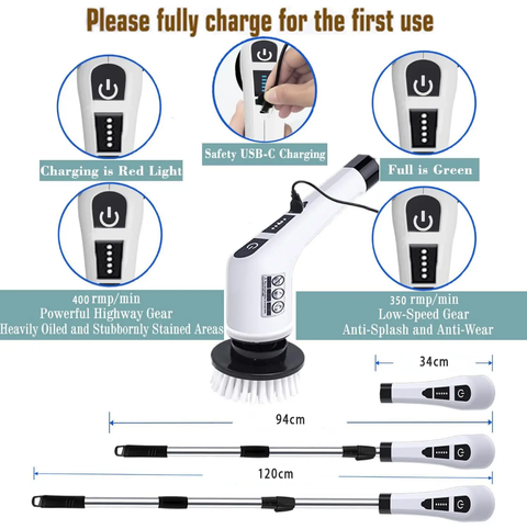 Electric Multi-functional Home Usb Spin Scrubber Brush Cleaner