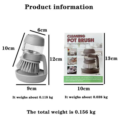 Tray Palm Dish Brush With Soap Dispenser